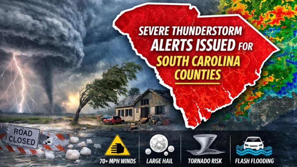 multiple severe thunderstorm alerts issued for south carolina counties
